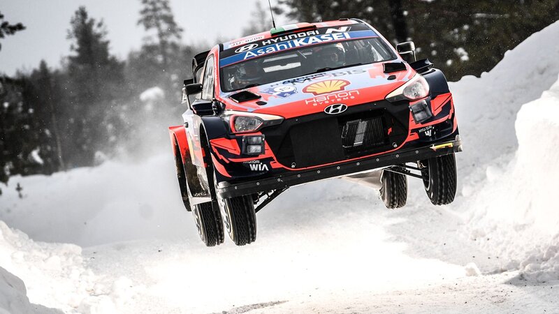 Rally Car in Snow — Red, Dynamic, Winter