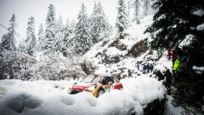 Rally Car in Snow — White, Dramatic, Winter, Photograph