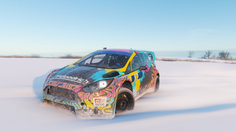Rally Car in Snow — White, Dynamic, Winter, 3d Render