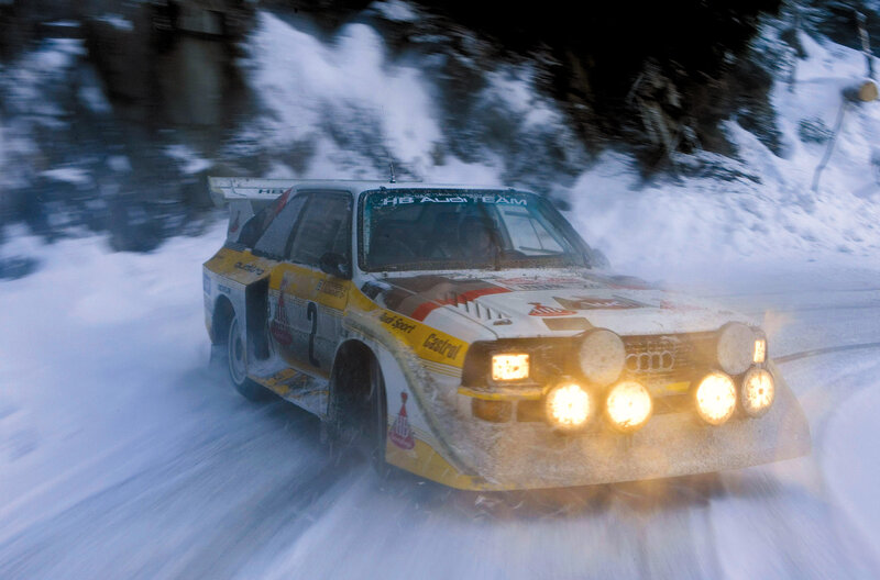 Rally Car in Snow — White, Dynamic, Winter, Photograph, Lights