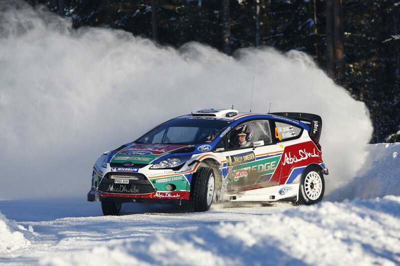 Rally Car in Snow — White