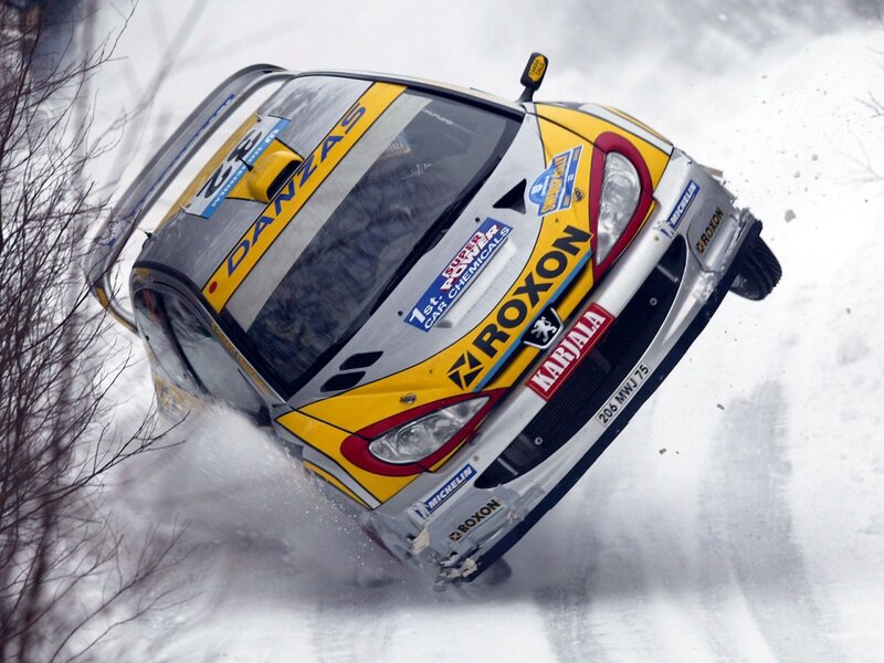 Rally Car in Snow — Yellow