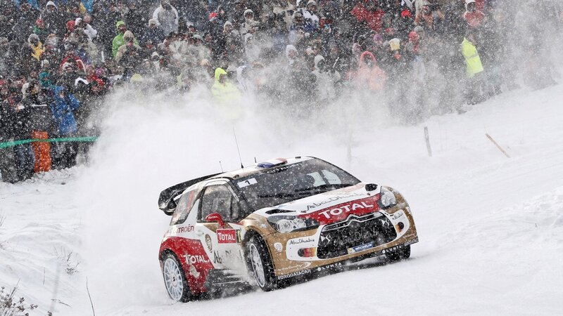 Rally car in snowy conditions