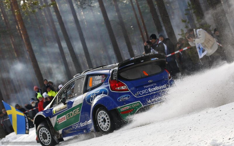 Rally car in snowy forest