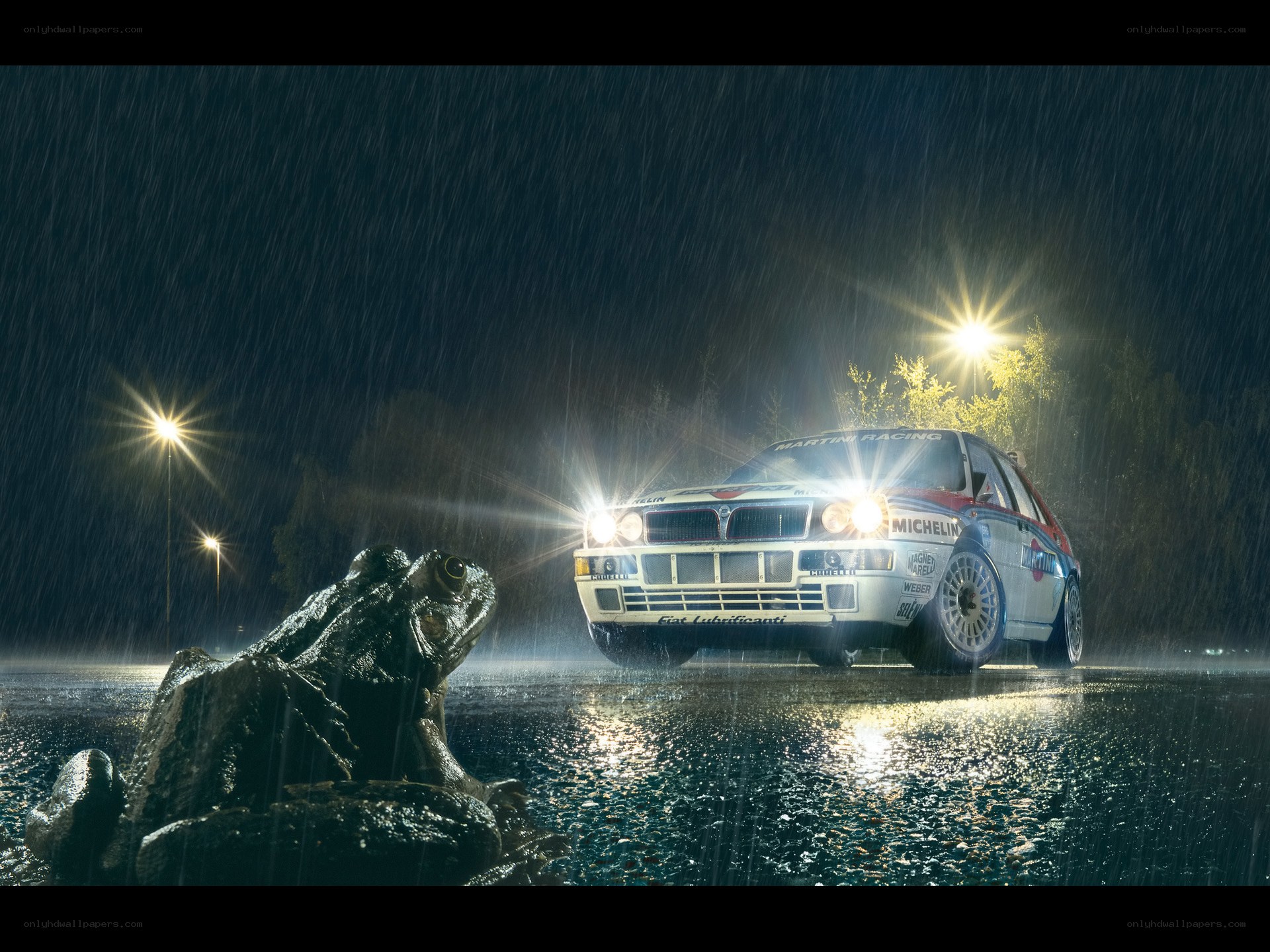 Rally car in the rain