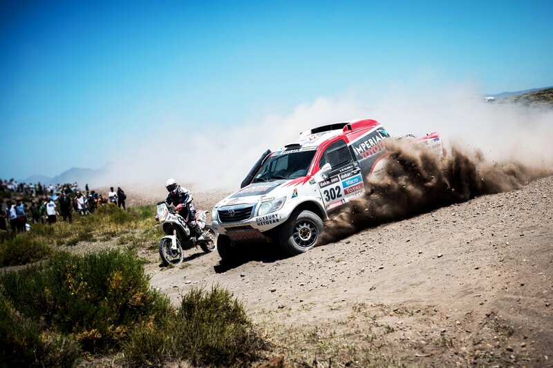 Rally Car Kicking Up Dust — Blue