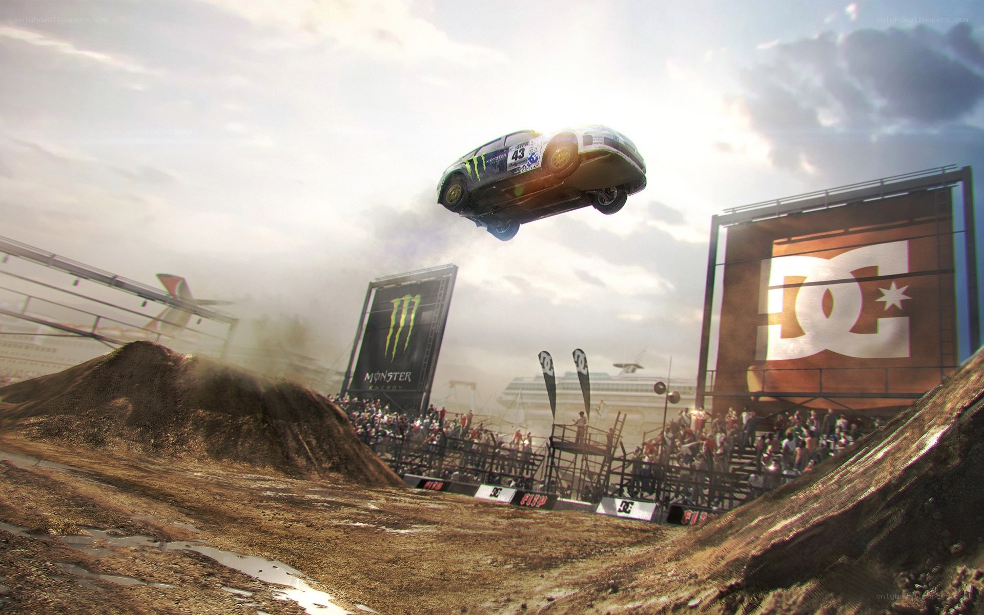 rally car mid-air jump
