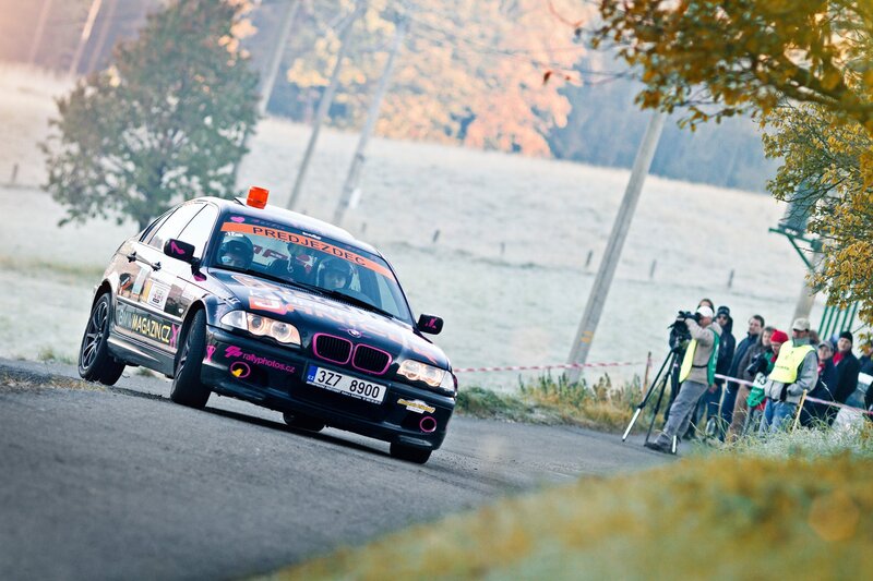 Rally car on a country road
