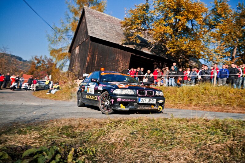 Rally car on a country road