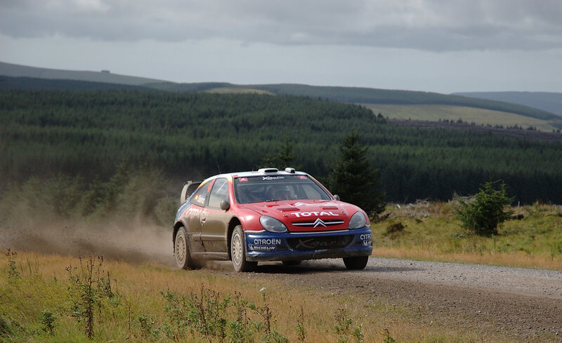 Rally car on a dirt road