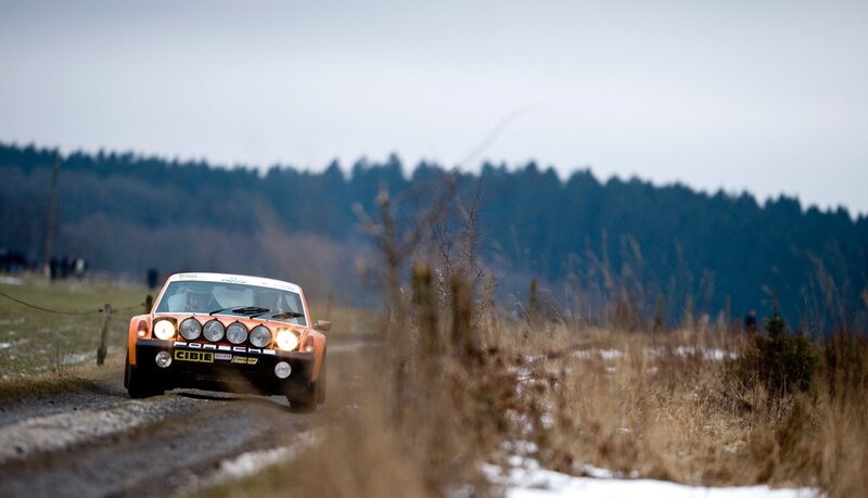 Rally car on a dirt road