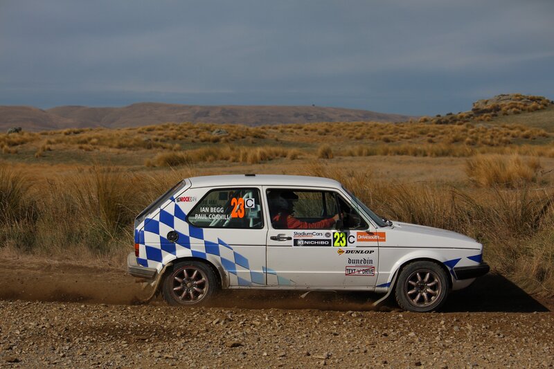Rally car on a dirt track