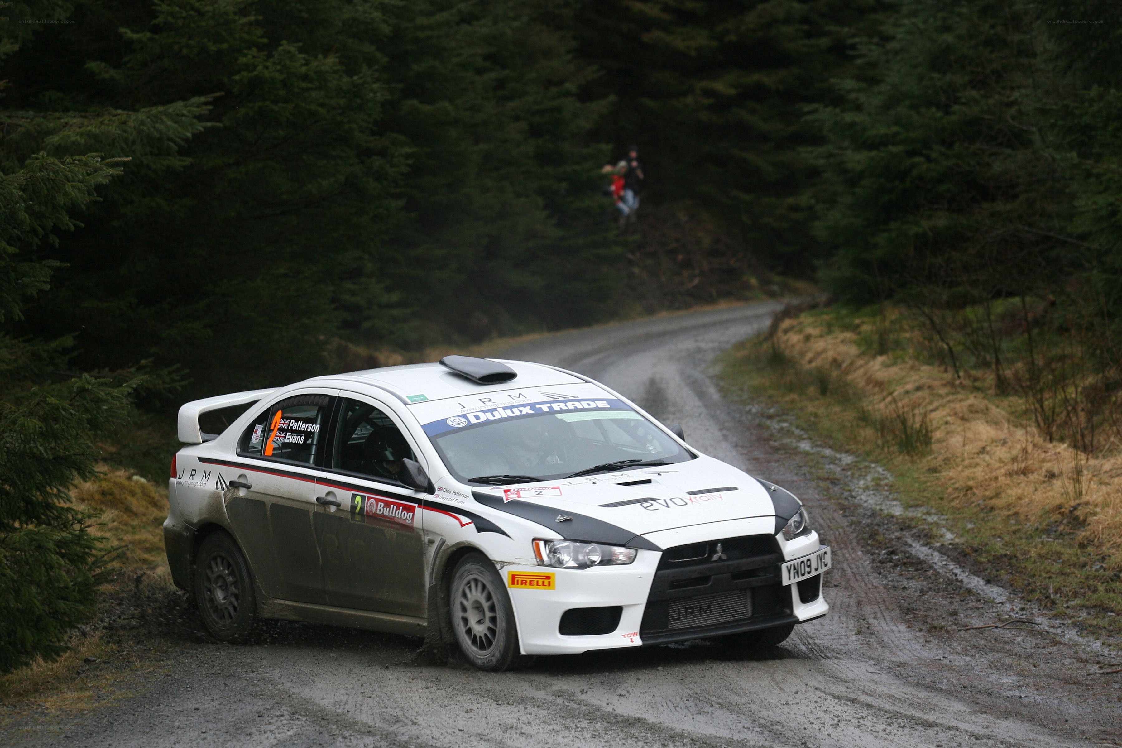 rally car on a forest road