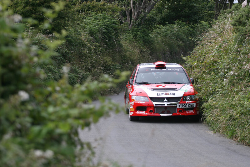 Rally car on a forest road
