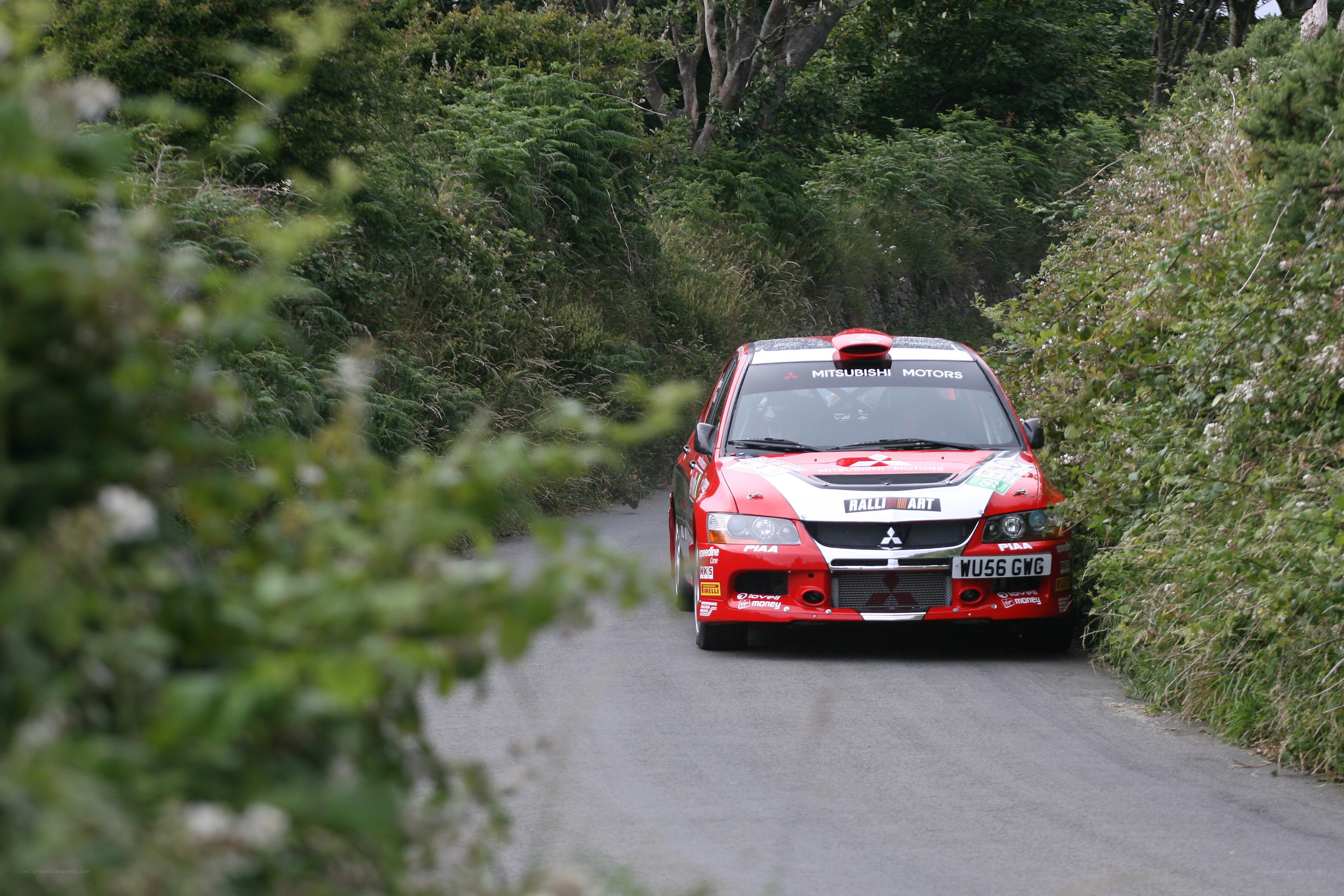 Rally car on a forest road