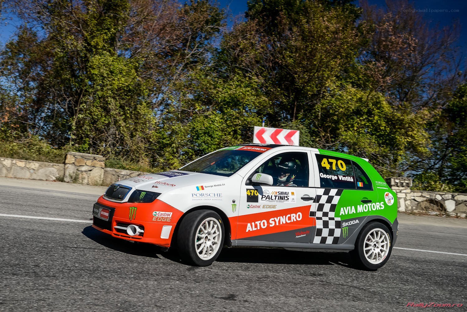 rally car on a road