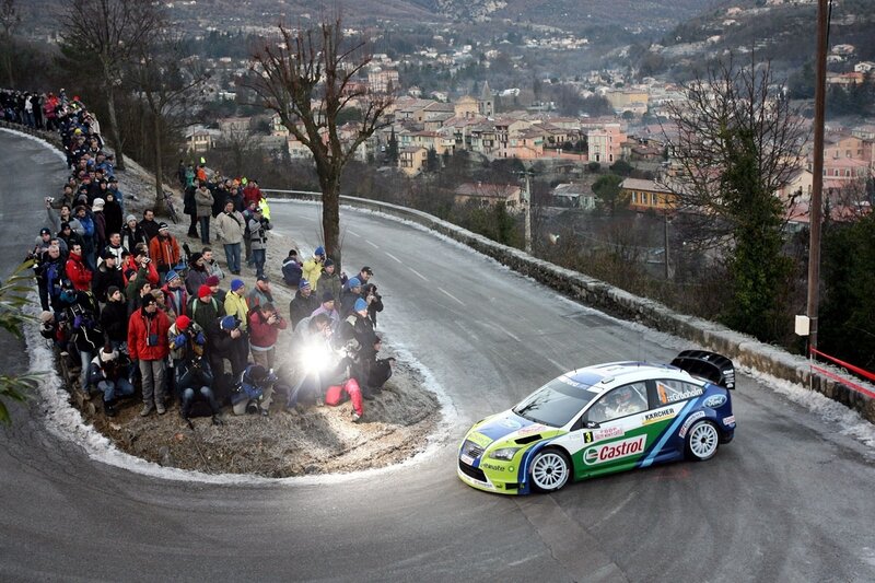 Rally car on a winding road