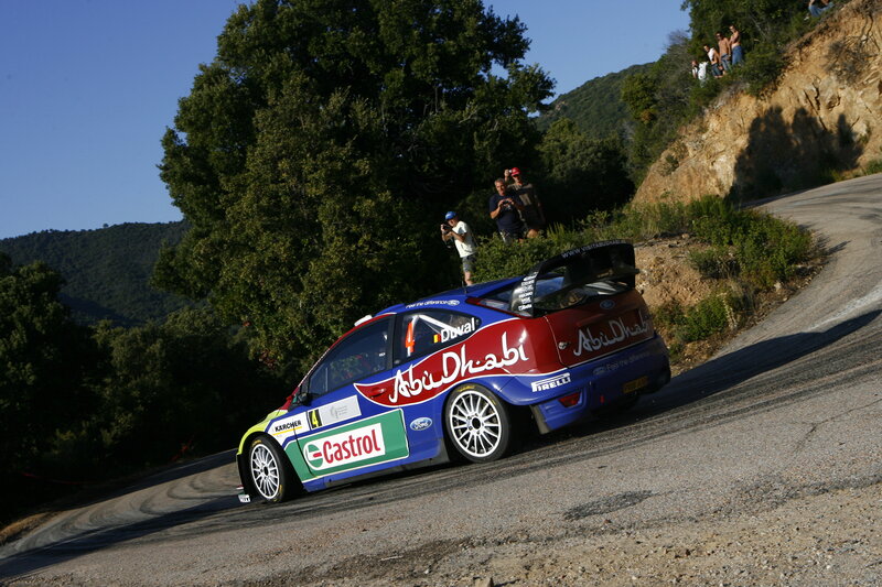 Rally car on a winding road