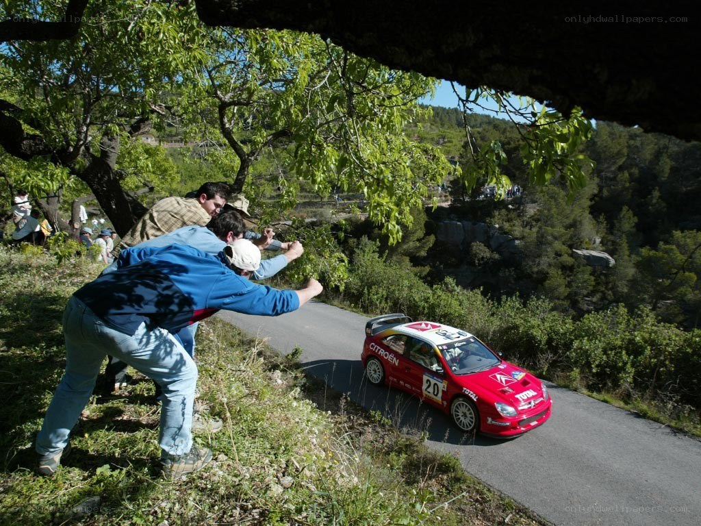 Rally car on a winding road