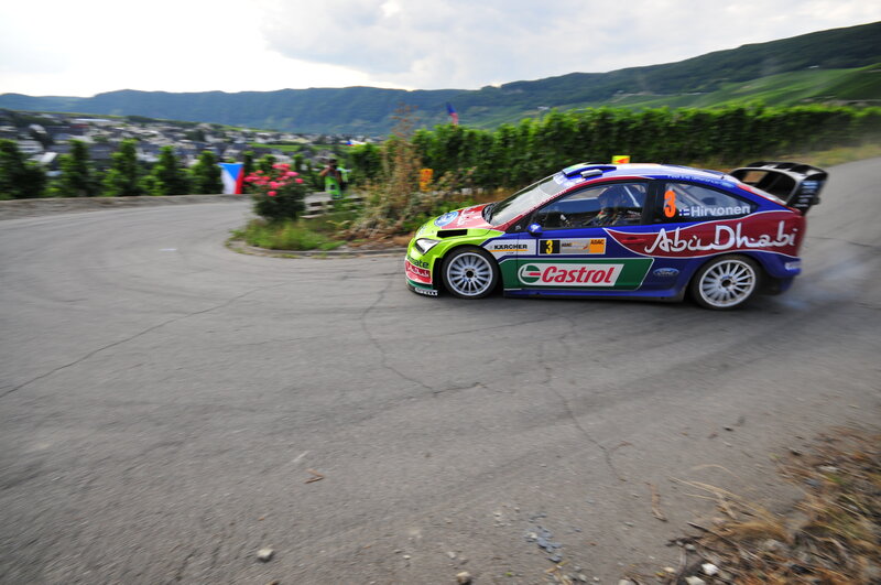 rally car on a winding road