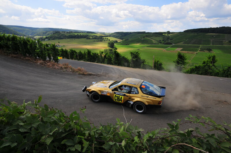 Rally car on a winding road