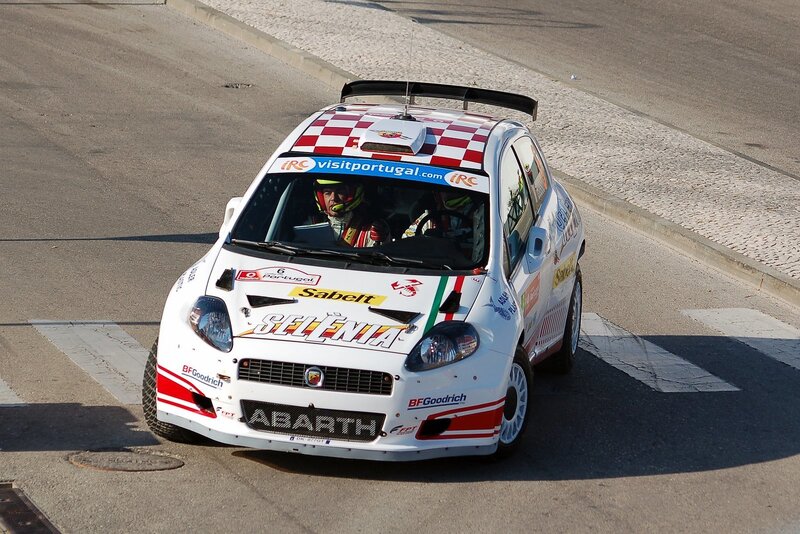 rally car on city street