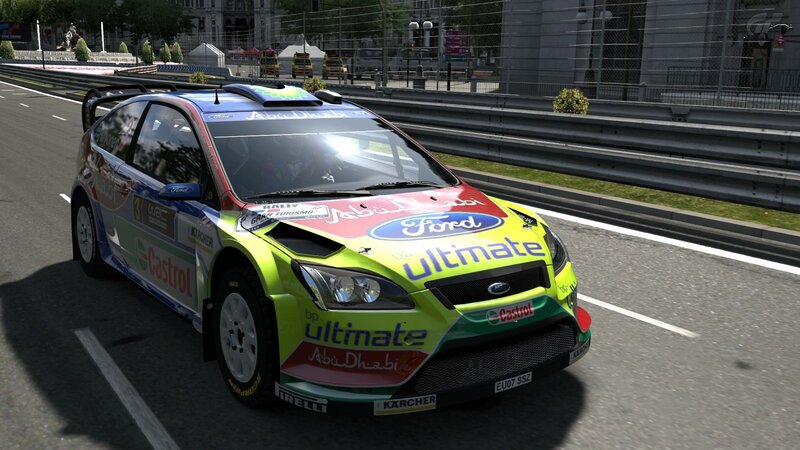 rally car on city track