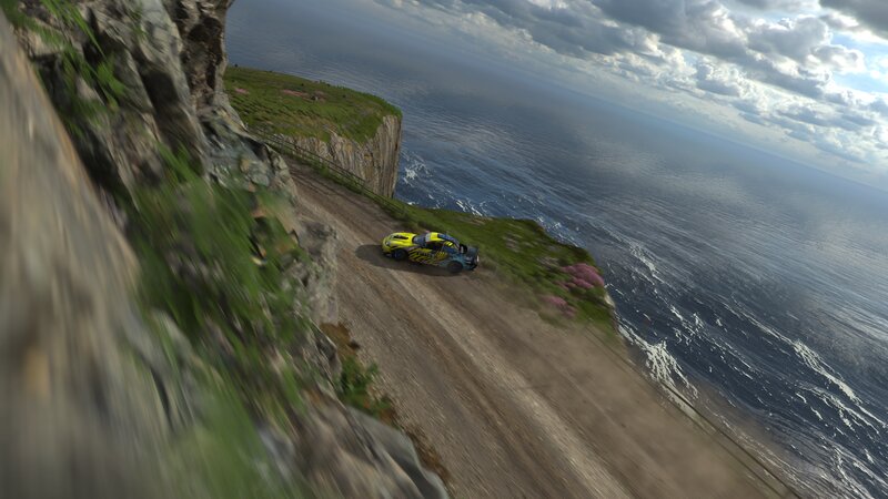 Rally Car on Cliff — Yellow