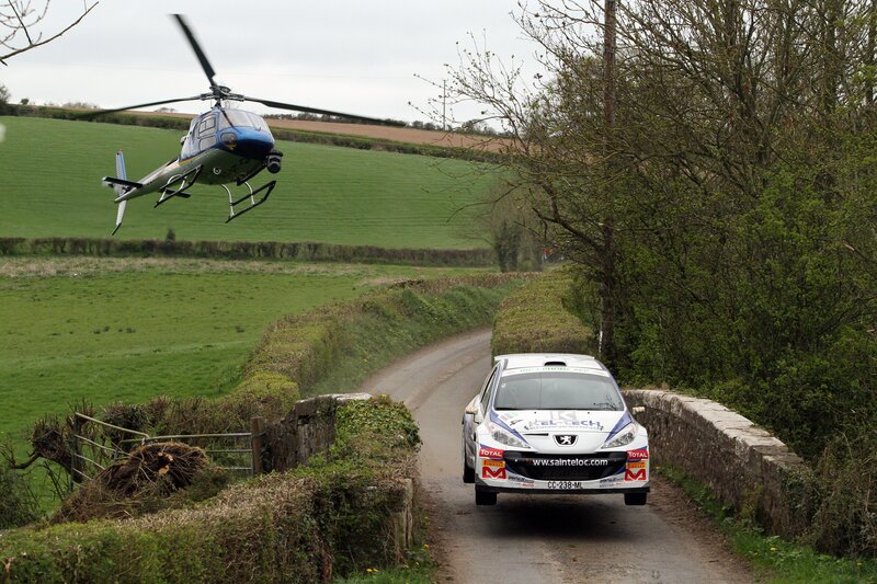 Rally car on country road