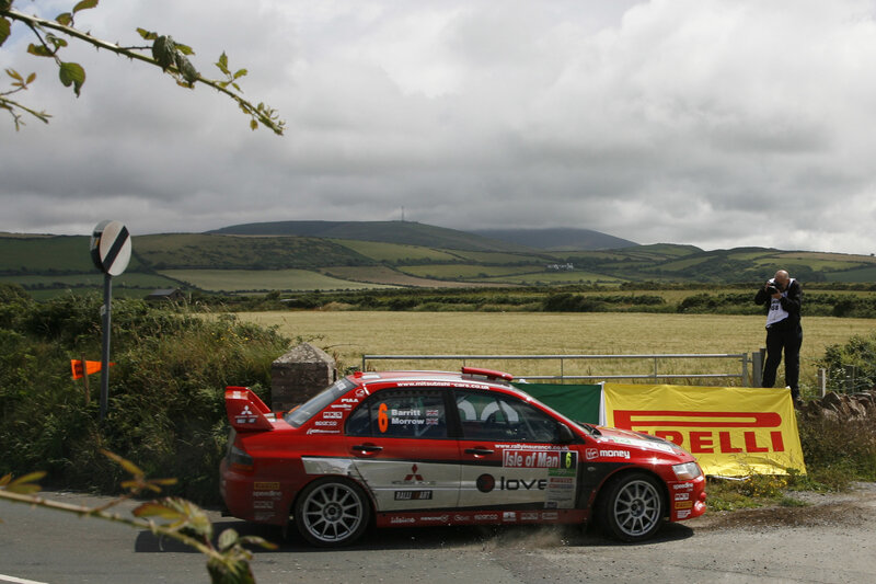 Rally car on country road