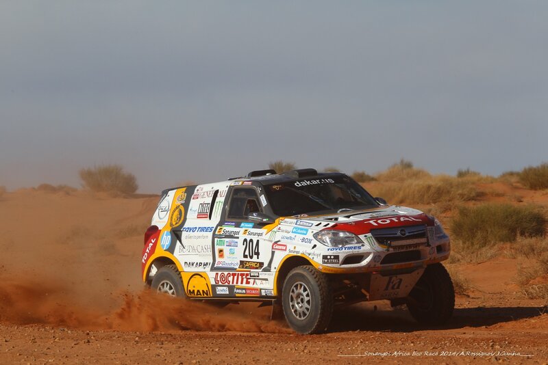 Rally Car on Desert Track