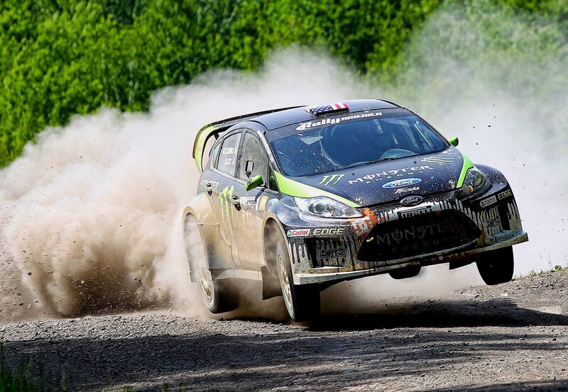Rally Car on Dirt — Black, Dynamic, Afternoon, Photograph, Dirt Road