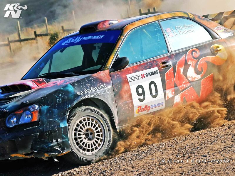 Rally Car on Dirt — Brown, Dynamic, Afternoon, Photograph, Dust, Race Car