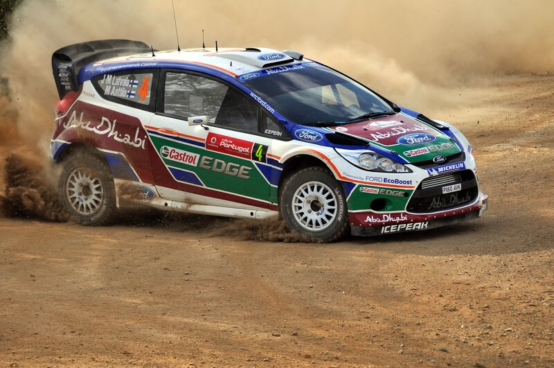 Rally Car on Dirt — Brown, Dynamic, Photograph, Dust