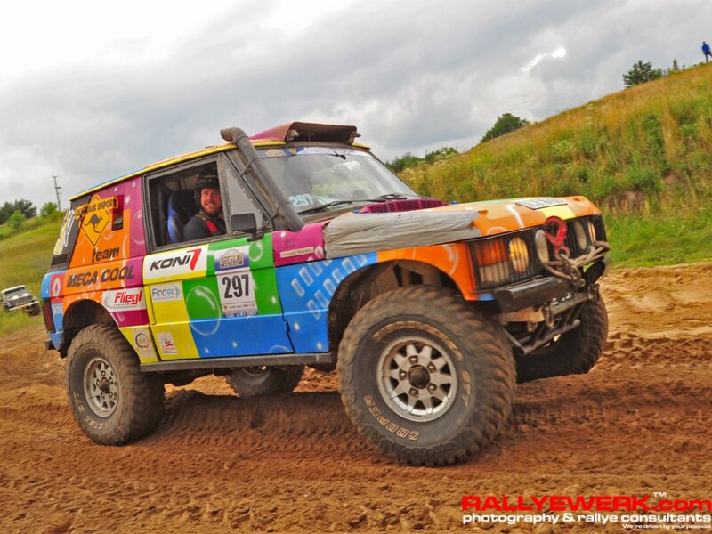 Rally Car on Dirt — Orange, Active, Afternoon