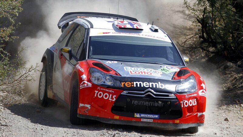 Rally Car on Dirt — Red, Dynamic, Afternoon, Photograph, Dirt Road, Dust