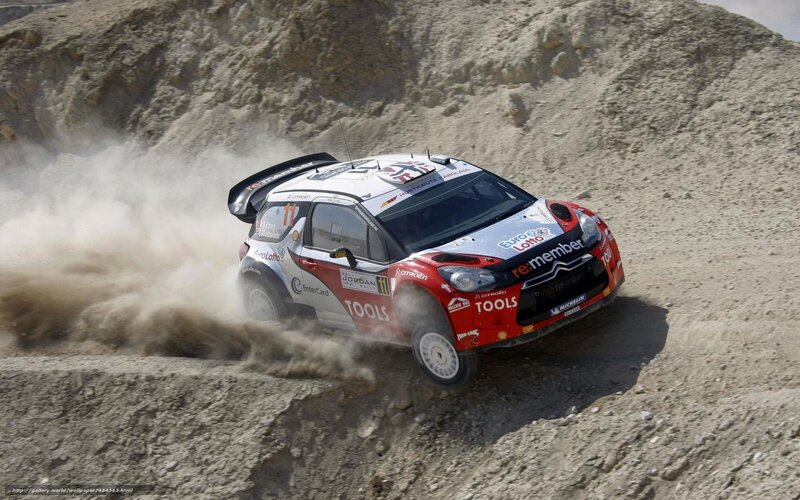 Rally Car on Dirt — Red, Dynamic, Afternoon, Photograph, Dirt Track, Dust Cloud
