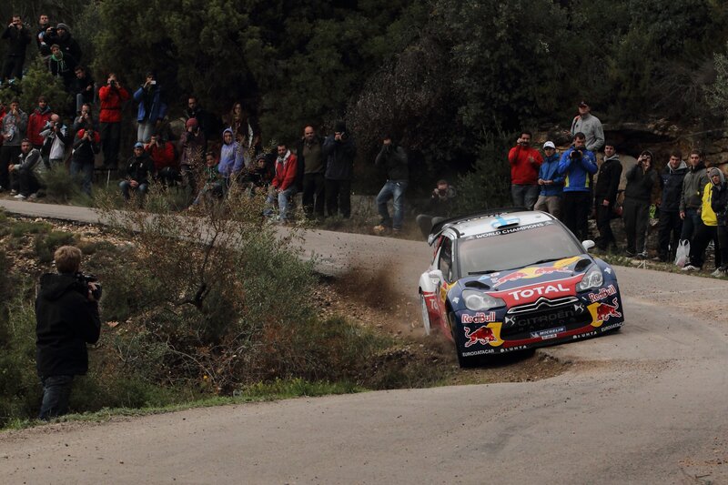Rally car on dirt road