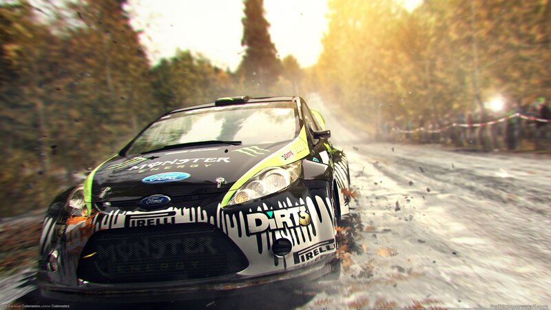 rally car on dirt road