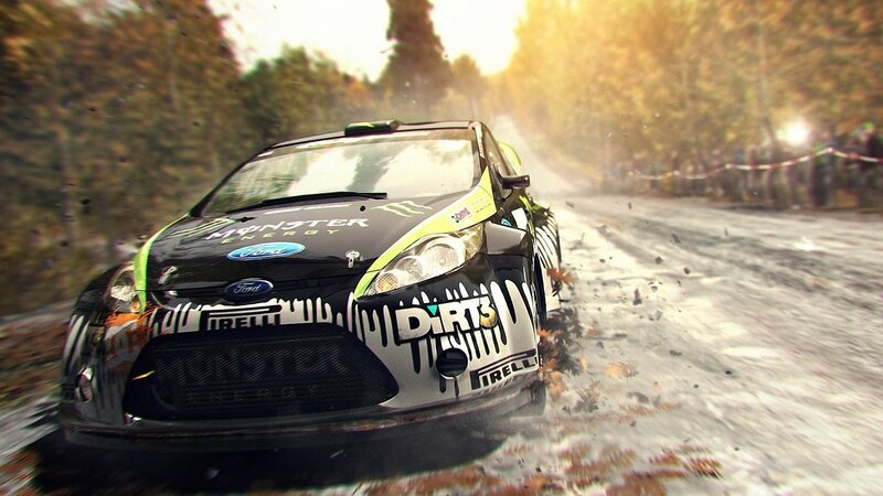 rally car on dirt road