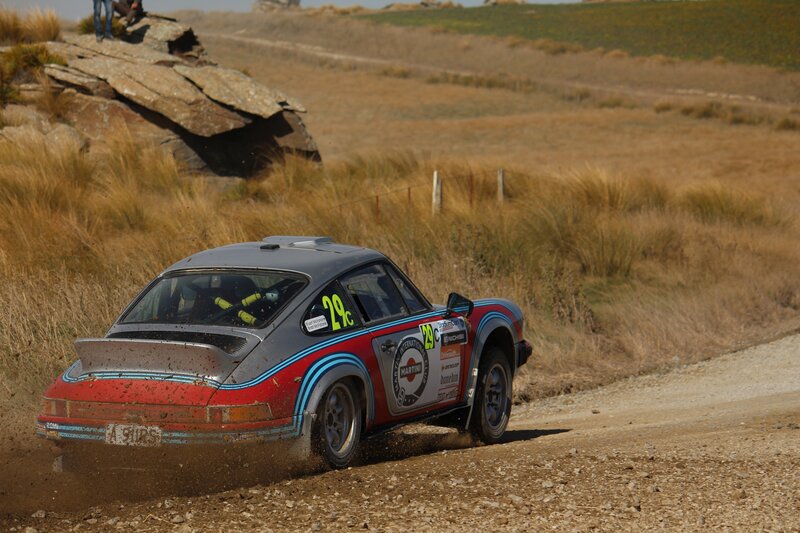 Rally car on dirt road