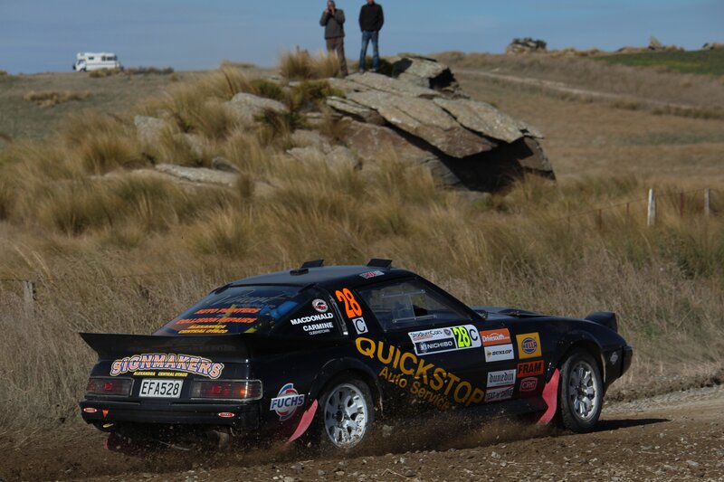 Rally car on dirt road