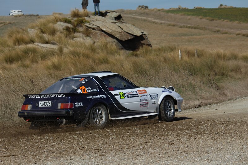 Rally car on dirt road