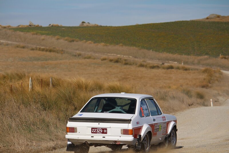 Rally car on dirt road