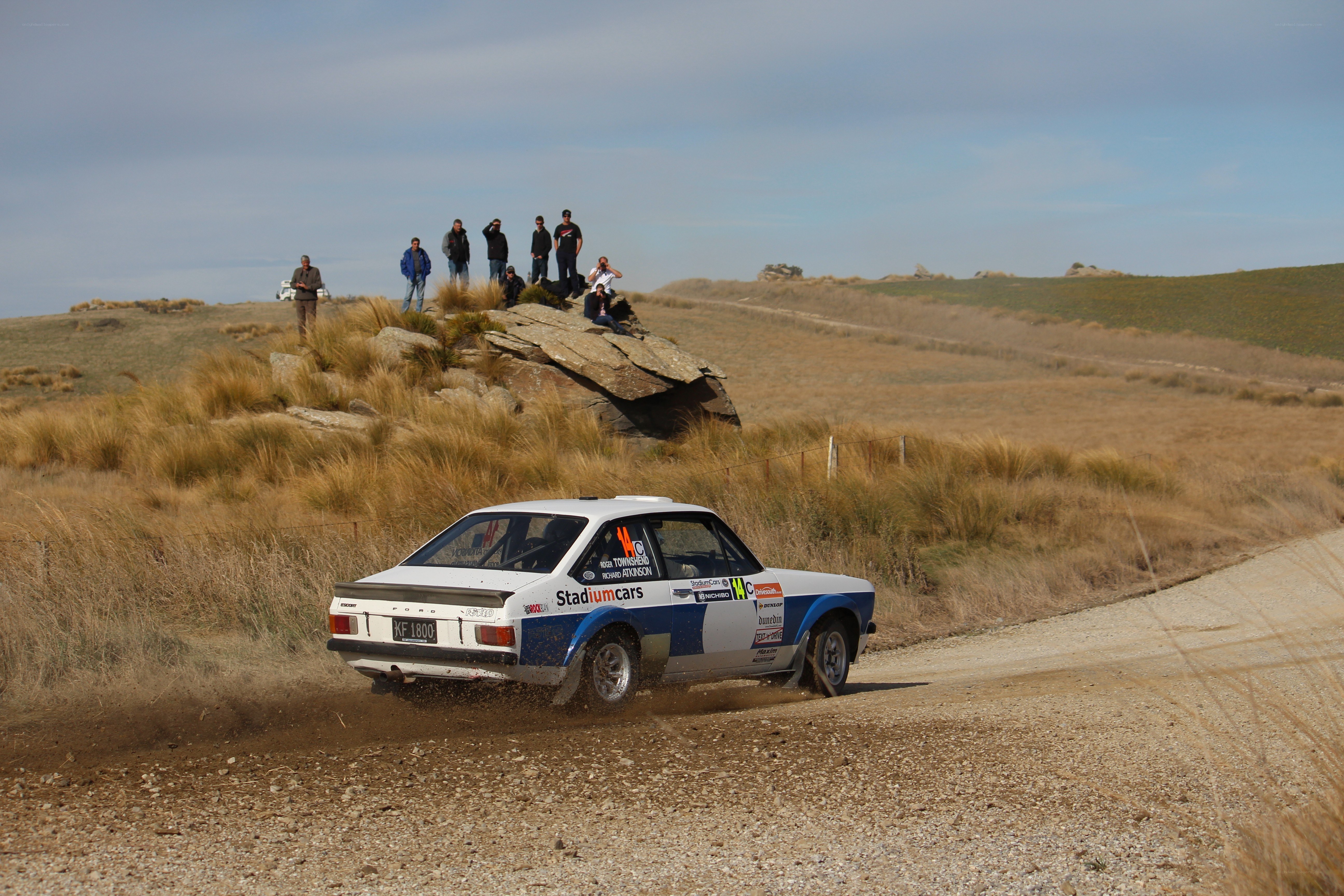 Rally car on dirt road