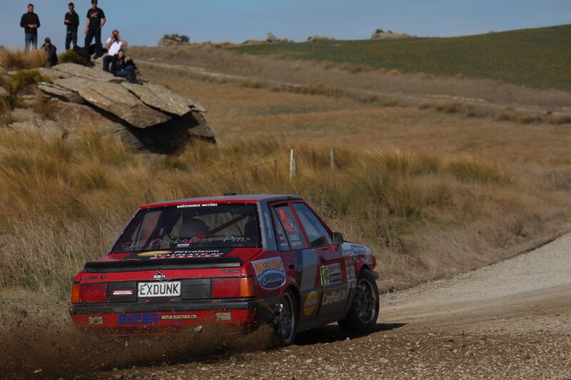 Rally car on dirt road