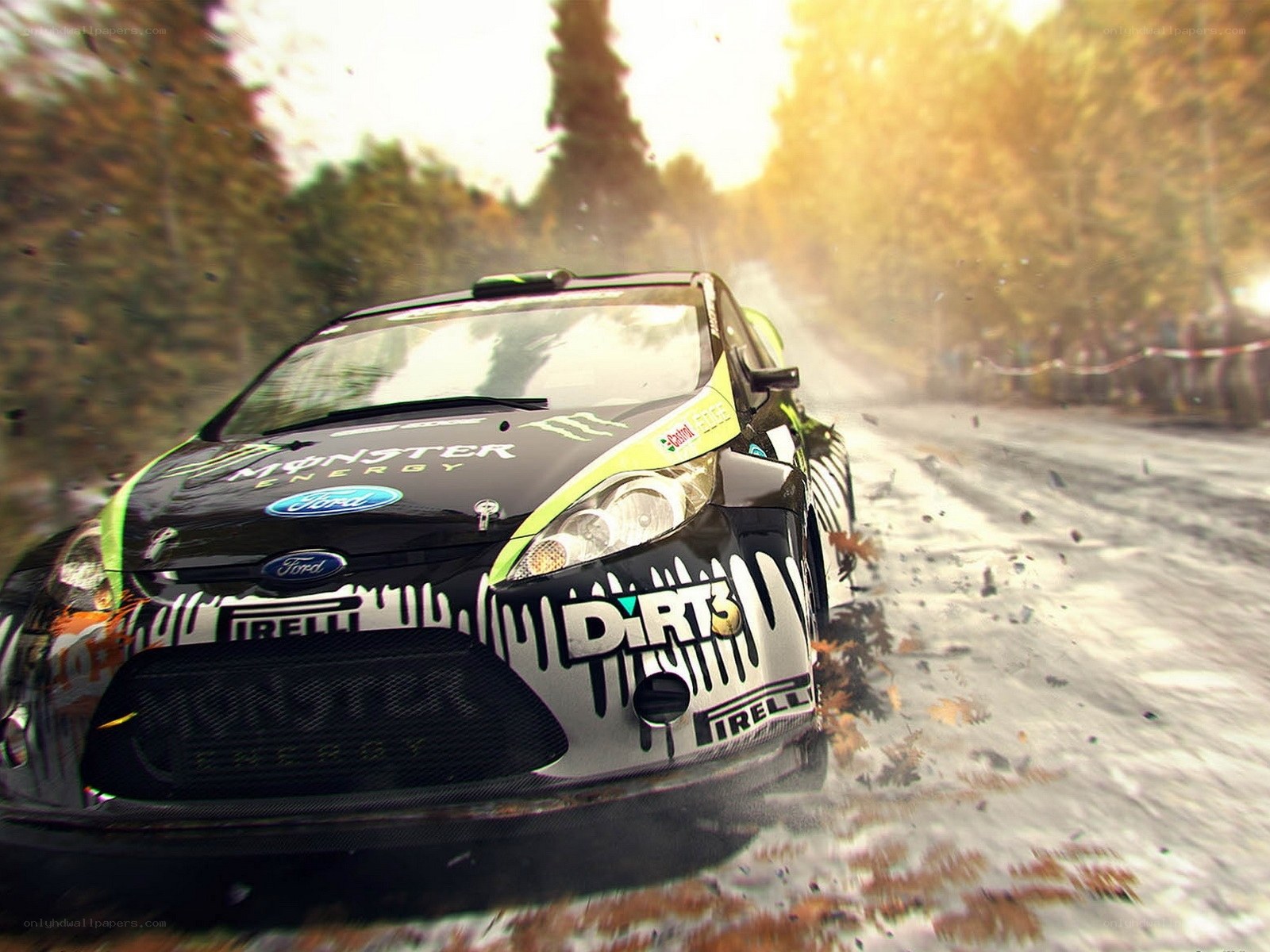 rally car on dirt road