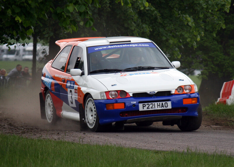 rally car on dirt road