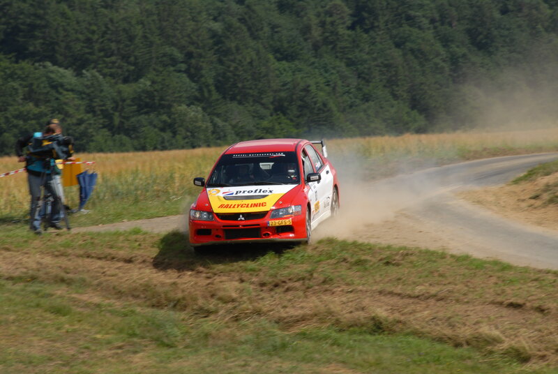 Rally car on dirt road