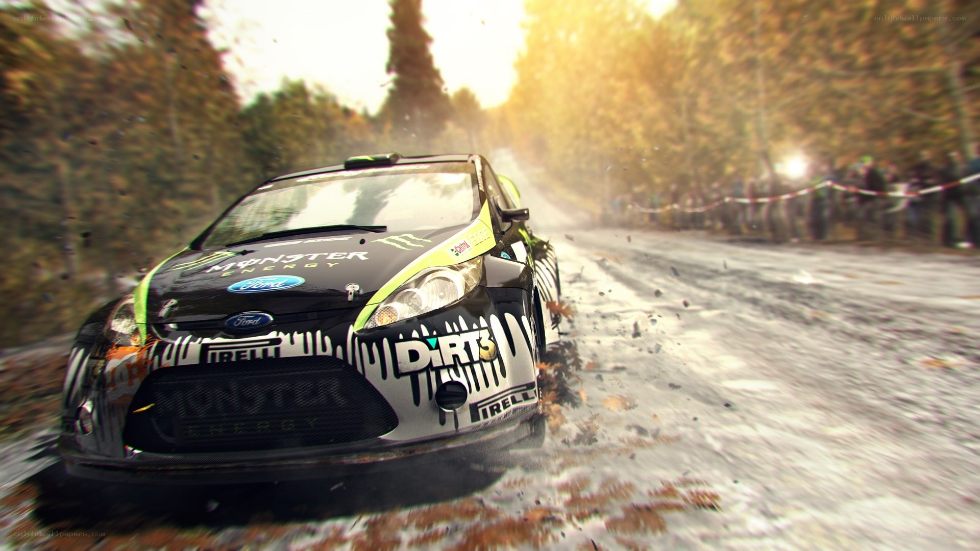 rally car on dirt road